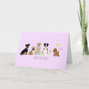 Happy Birthday Party Dogs Paars Kaart
