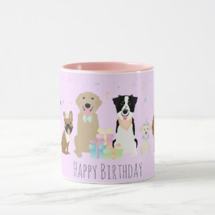 Happy Birthday Party Dogs Paars Mok