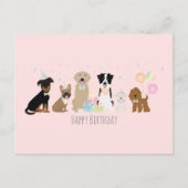 Happy Birthday Party Dogs Pink Briefkaart (Voorkant)