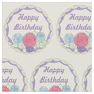 Happy Birthday Party Frosted Cake Icing Roze Roses Stof