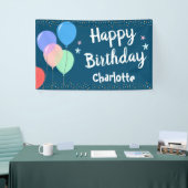 Happy Birthday Party Girly Blue Spandoek (Beurs)