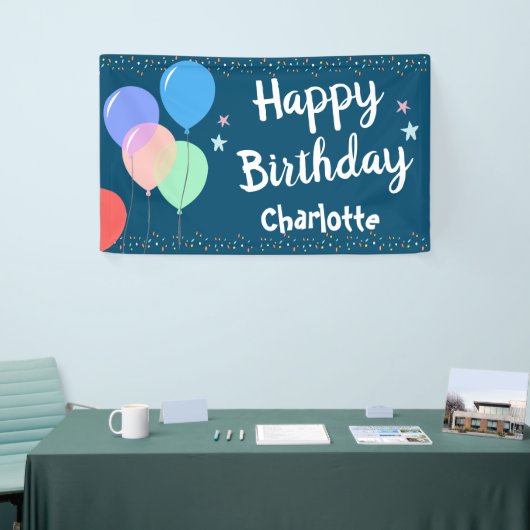 Happy Birthday Party Girly Blue Spandoek (Beurs)