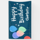 Happy Birthday Party Girly Blue Spandoek (Verticaal)