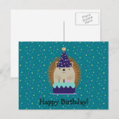Happy Birthday Party Hedgehog Briefkaart (Voorkant / Achterkant)