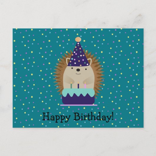 Happy Birthday Party Hedgehog Briefkaart (Voorkant)