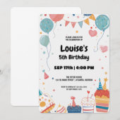 Happy Birthday Party Invitation Kaart (Voorkant / Achterkant)