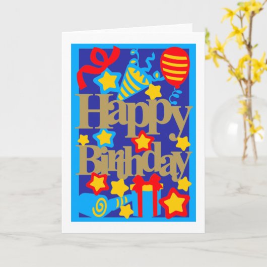 Happy Birthday Party Kaart (Gele Bloem)