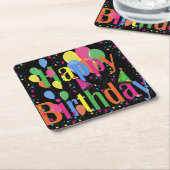 Happy Birthday Party Kartonnen Onderzetters (Schuin)