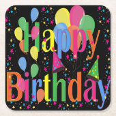 Happy Birthday Party Kartonnen Onderzetters (Voorkant)