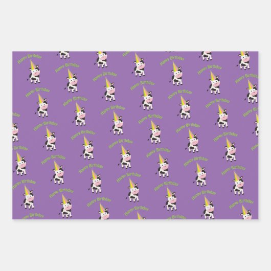 Happy Birthday Party Koe Inpakpapier Vel (Voorkant)