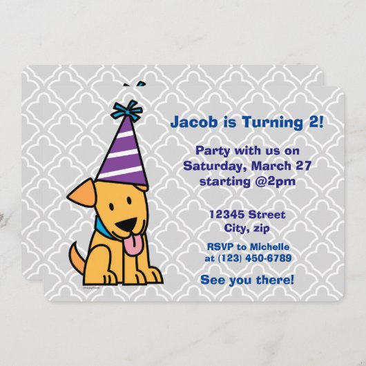 Happy Birthday Party Lab puppy Kaart (Voorkant / Achterkant)