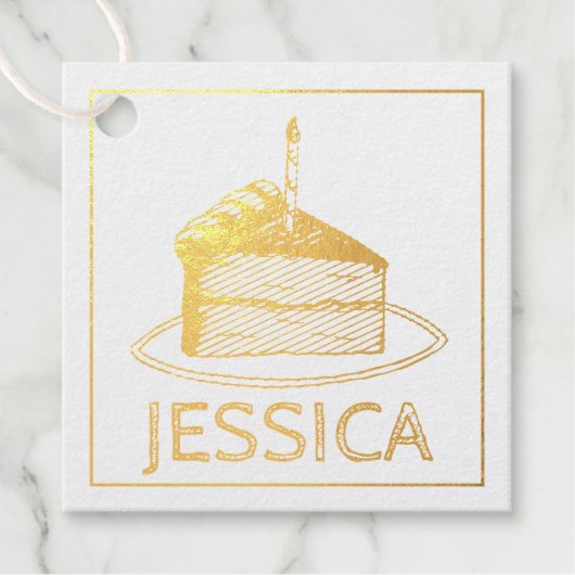Happy Birthday Party Layer Cake Slice Candle Bedankjes Labels (Voorkant)