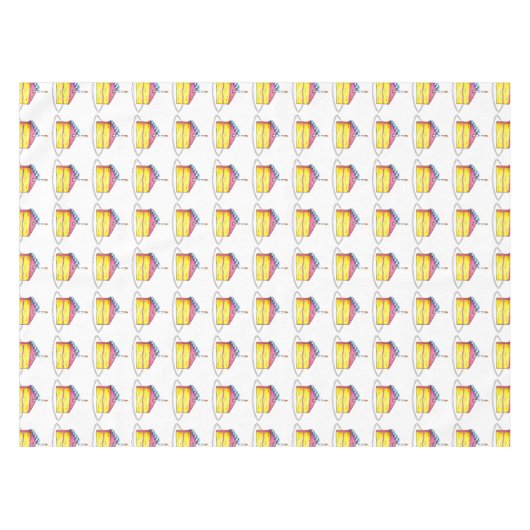 Happy Birthday Party Layer Cake Slice Patroon Tafelkleed (Voorkant (Horizontaal))