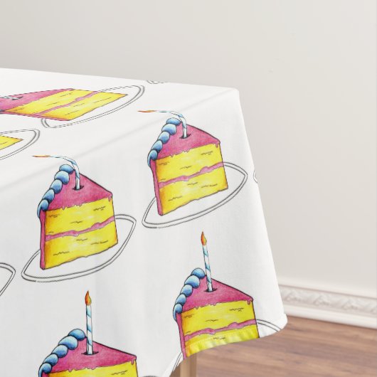 Happy Birthday Party Layer Cake Slice Patroon Tafelkleed (Voorbeeld)