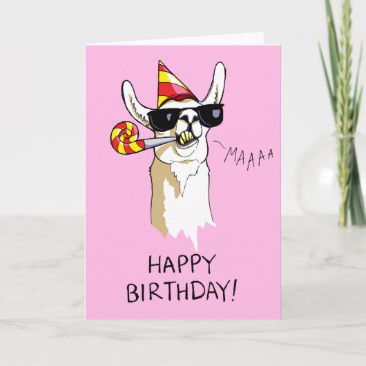 Happy Birthday Party Llama-kaart met zonnebril Kaart (Voorkant)
