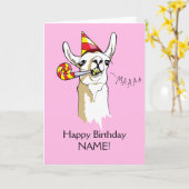 Happy Birthday Party Llama Kaart Pas Sjabloon aan (Gele Bloem)
