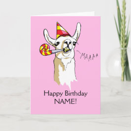 Happy Birthday Party Llama Kaart Pas Sjabloon aan