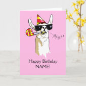 Happy Birthday Party Llama Kaart Sunnies Sjabloon (Gele Bloem)