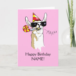 Happy Birthday Party Llama Kaart Sunnies Sjabloon