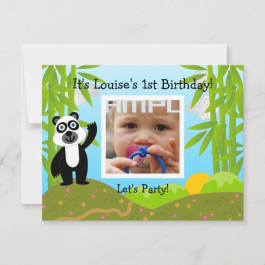 Happy Birthday Party met panda-beer Kaart (Voorkant)