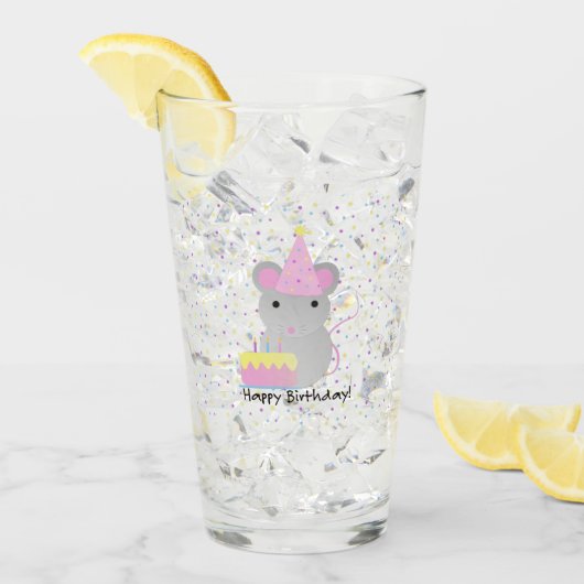 Happy Birthday Party Mouse Glas (Voorkant ijs)