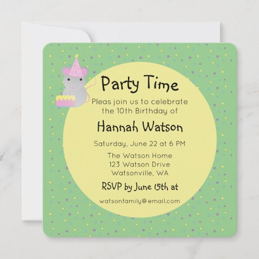 Happy Birthday Party Mouse Kaart (Voorkant)