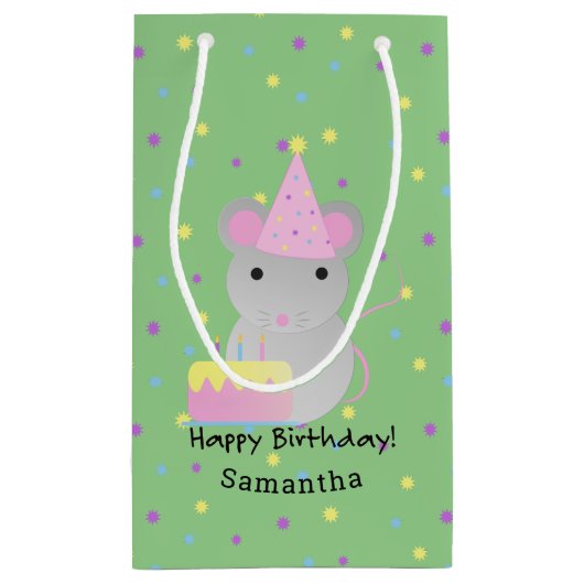 Happy Birthday Party Mouse Klein Cadeauzakje (Achterkant)
