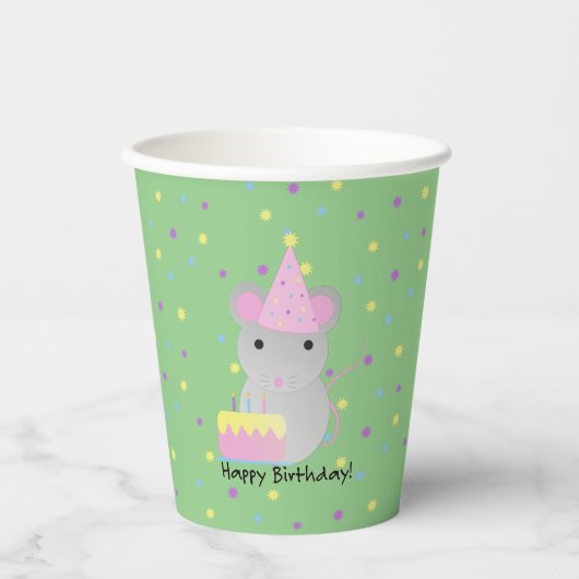 Happy Birthday Party Mouse Papieren Bekers (Voorkant)