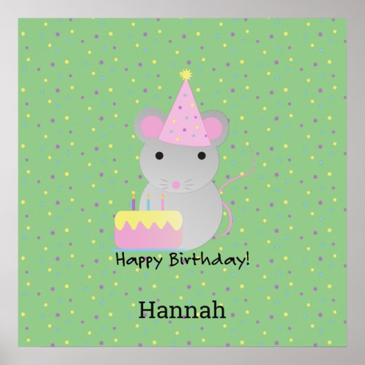 Happy Birthday Party Mouse Poster (Voorkant)