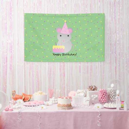 Happy Birthday Party Mouse Spandoek (Feest)