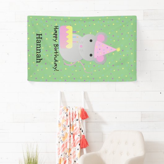 Happy Birthday Party Mouse Spandoek (Insitu)