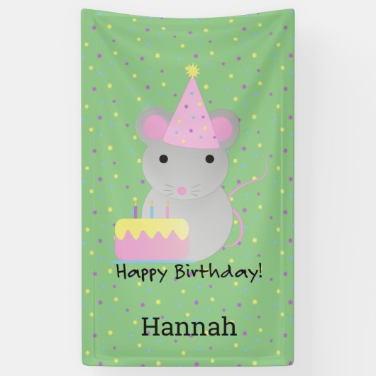 Happy Birthday Party Mouse Spandoek (Verticaal)