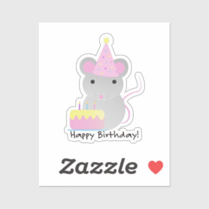 Happy Birthday Party Mouse Sticker