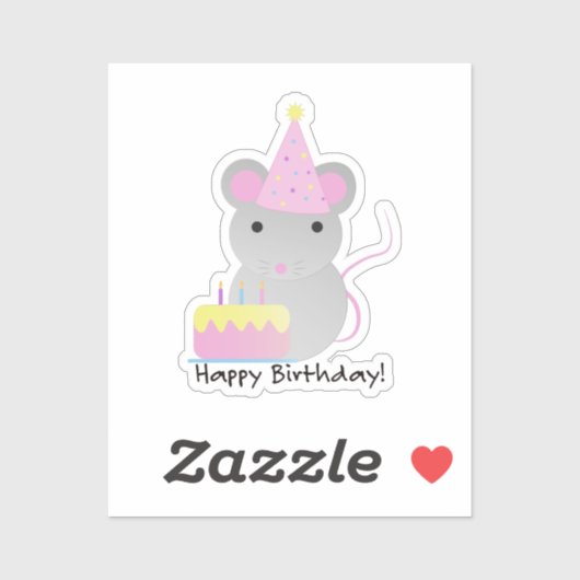 Happy Birthday Party Mouse Sticker (Vel)