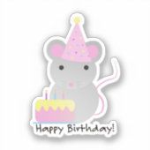 Happy Birthday Party Mouse Sticker (Voorkant)