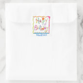Happy Birthday Party Name Persoonlijke White Vierkante Sticker (Tas)