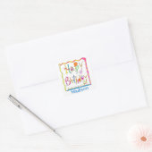Happy Birthday Party Name Persoonlijke White Vierkante Sticker (Envelop)