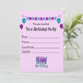 Happy Birthday Party nodigt uit Kaart (Staand voorkant)