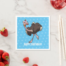 Happy Birthday Party Ostrich Dansende Cartoon