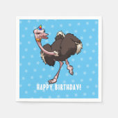 Happy Birthday Party Ostrich Dansende Cartoon Servet (Voorkant)