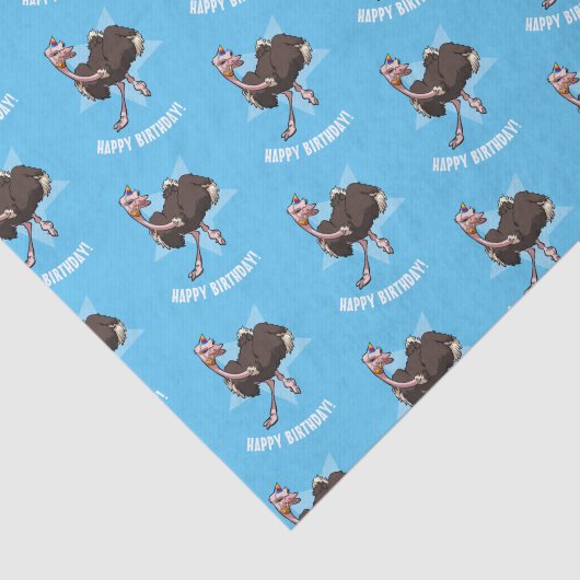 Happy Birthday Party Ostrich Dansende Cartoon Tissuepapier (Detail)