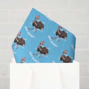 Happy Birthday Party Ostrich Dansende Cartoon Tissuepapier