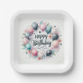 "Happy Birthday Party Paper Borden" Papieren Bordje