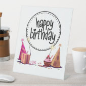 Happy Birthday Party Pedestal Sign Reclamebord Met Voetstuk (Insitu)
