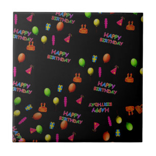 Happy Birthday Party Personaliseer Destiny's Tegeltje