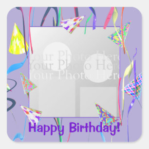 Happy Birthday Party Petten (foto lijst) Vierkante Sticker