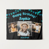 Happy Birthday Party Photo Collage Fun Backdrop Wandkleed (Voorkant (horizontaal))