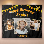 Happy Birthday Party Photo Collage Fun Backdrop Wandkleed
