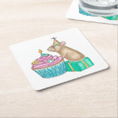 Happy Birthday Party Pika Cupcake Kartonnen Onderzetters (Schuin)