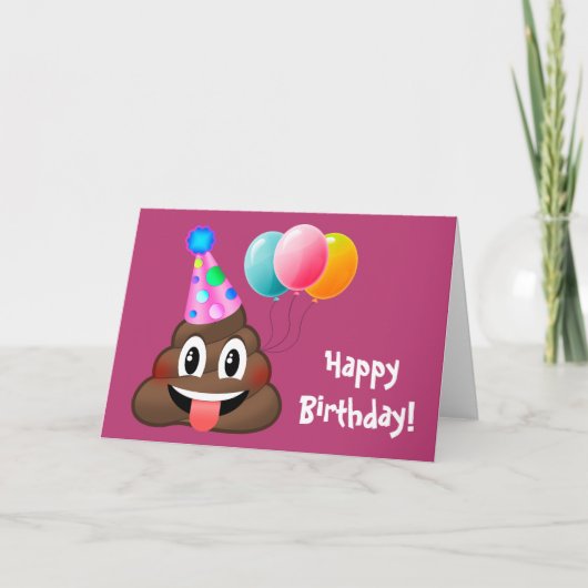 Happy Birthday Party Poop Emoji Kaart (Voorkant)